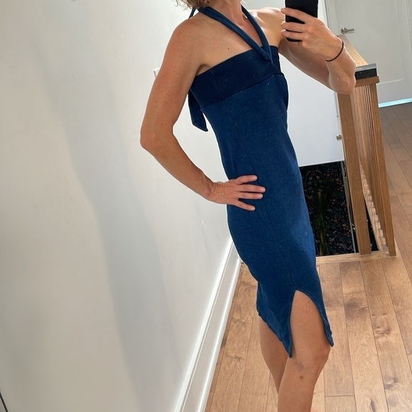 AG by Adriano Goldschmied denim optic dress skirt detached tie waistband size S - Picture 2 of 12